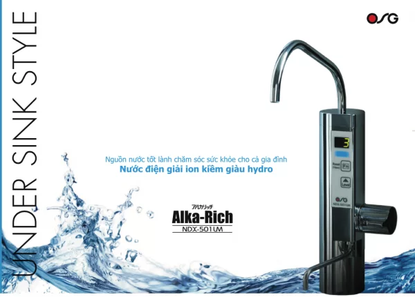 Máy lọc nước điện giải OSG Alka-Rich NDX-501LM kết hợp bộ lọc Kitz OSSC-7