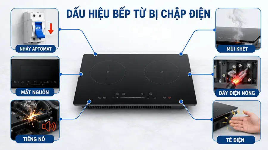 Dấu hiệu nhận biết bếp từ bị chập điện