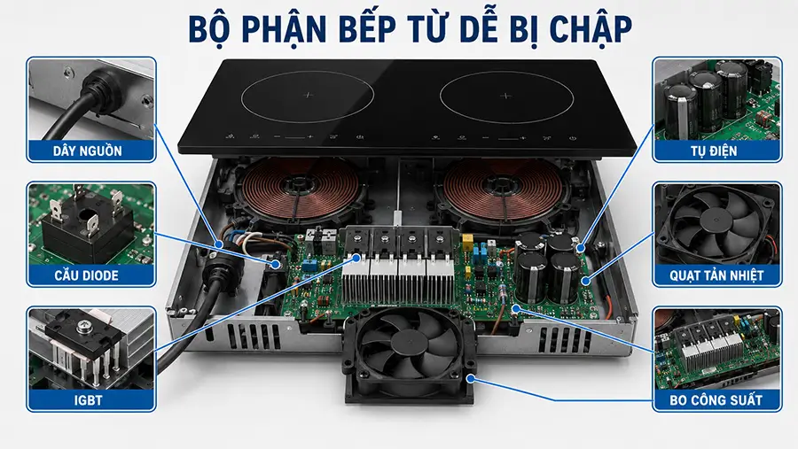 Các nguyên nhân khiến bếp từ bị chập điện