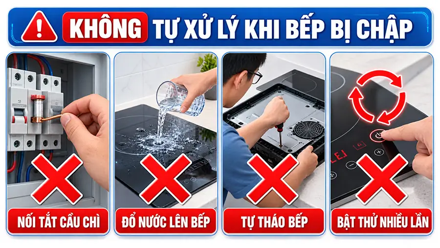 Những việc không nên làm khi bếp từ bị chập điện