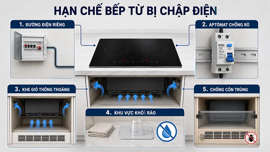 Biện pháp hạn chế bếp từ bị chập điện