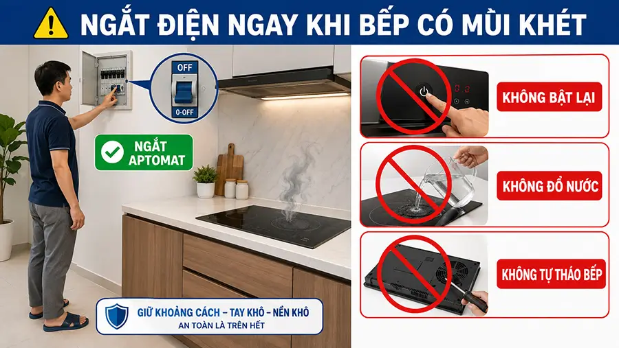 Xử lý an toàn khi phát hiện nguyên nhân bếp từ bị chập