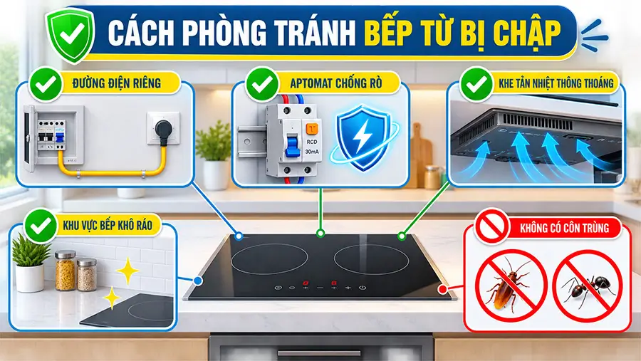 Cách phòng tránh nguyên nhân bếp từ bị chập khi sử dụng