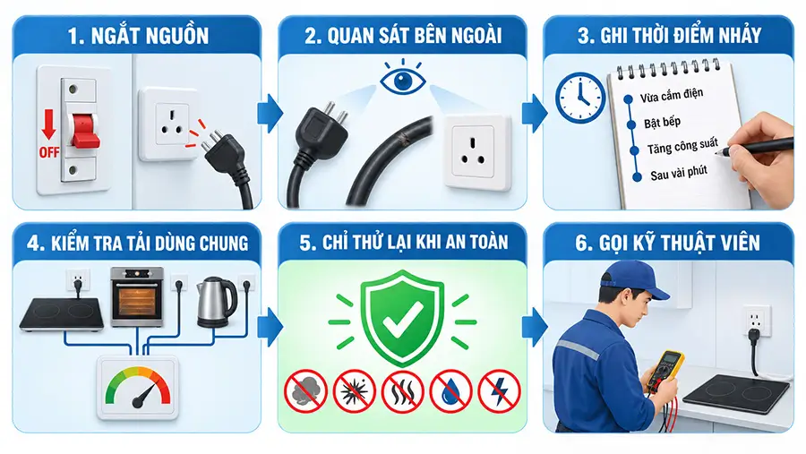 Trình tự kiểm tra ban đầu không cần tháo bếp