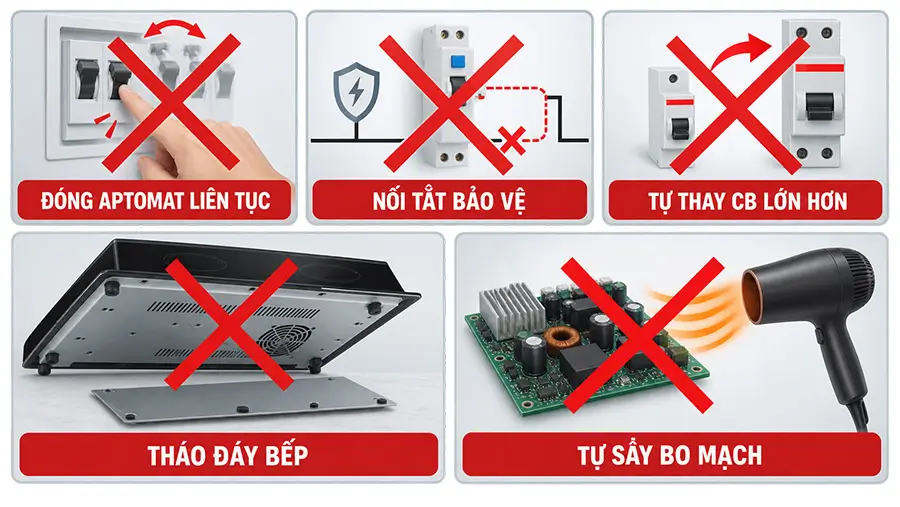 Những thao tác không nên làm khi bếp gây ngắt điện